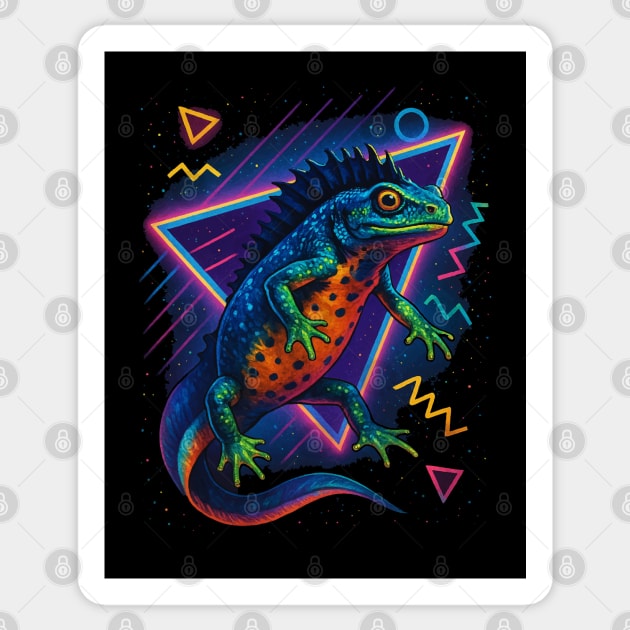 Retro Neon Crested Newt Sticker by Reptiq's Store